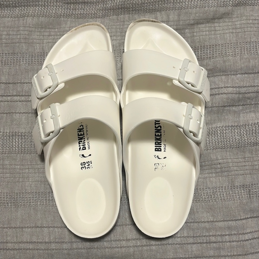 Womens white Birkenstock Sandals.